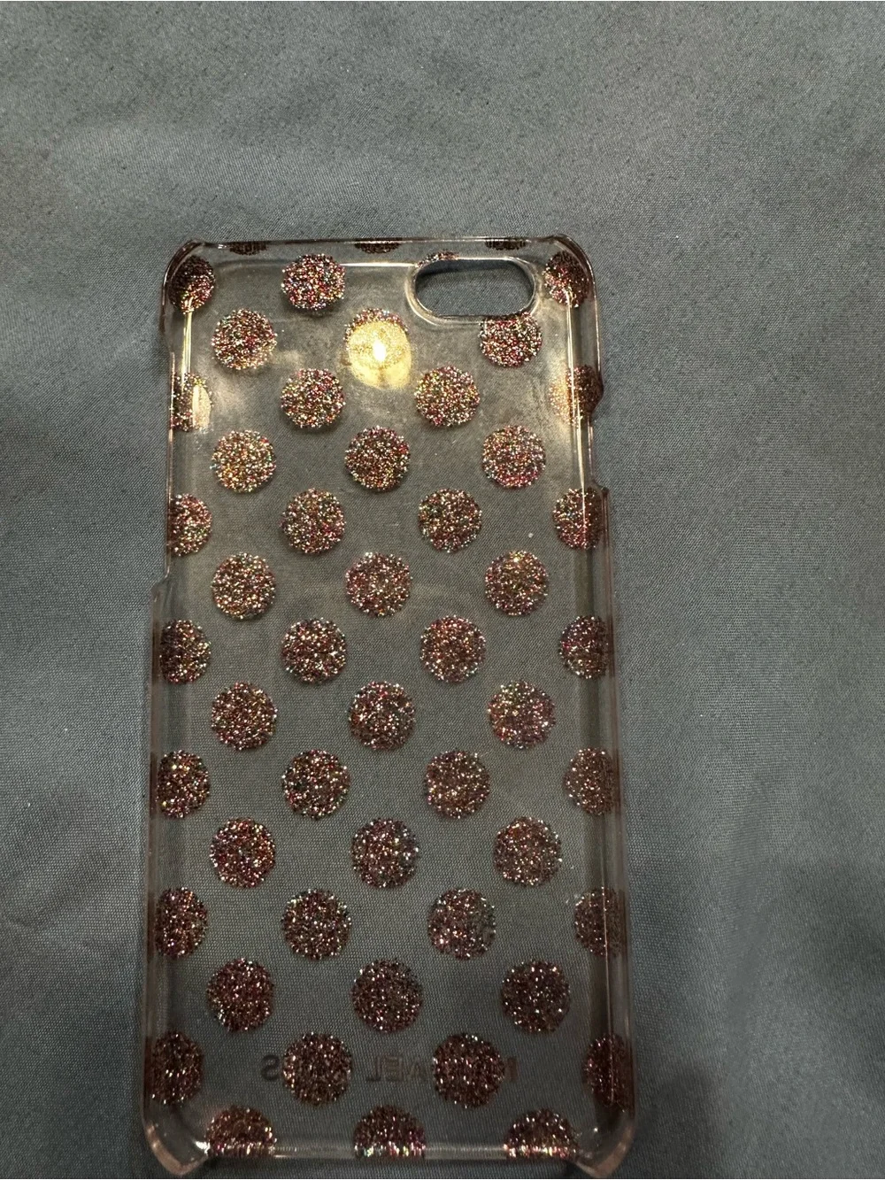 Michael Kors Clear Phone Case with Rose Gold Glitter Polka Dots
